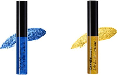 RONZILLE Glitter Liquid Eyeliner Blue Gold ( Pack of 2 ) 5.1 ml(Blue Gold)