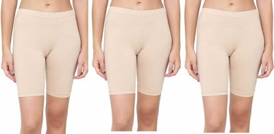 NIORT FASHION Short For Girls Sports Solid Pure Cotton(Beige, Pack of 3)