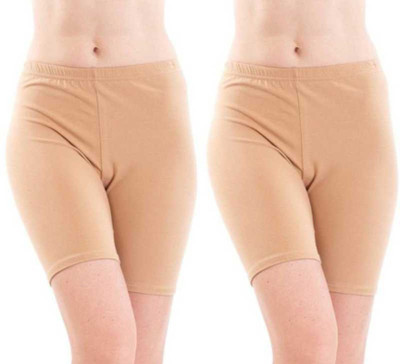 NIORT FASHION Short For Girls Sports Solid Pure Cotton(Beige, Pack of 2)