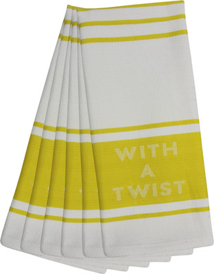 Flipkart SmartBuy Cotton Printed Quote Yellow, White Cloth Napkins(6 Sheets)