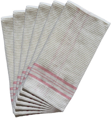 Flipkart SmartBuy Cotton Self Design White, Red Cloth Napkins(6 Sheets)