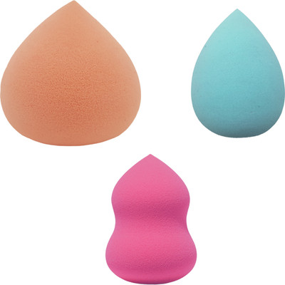 MAJESTIQUE Professional makeup sponge set with 1 Piece Professional edge curve sponge cream tone with 1 Piece face beauty sponge Blender and 1 piece beauty makeup blender (PACK OF 3)