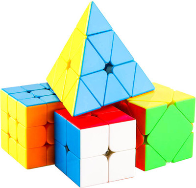 D ETERNAL Speed Cube Combo Set of 2x2 3x3 Pyraminx Triangle and Skewb Magic Puzzle Toy(4 Pieces)