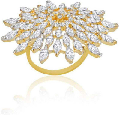 Fancy kf Alloy Silver-Plated With Diamond Ring Alloy Crystal Gold Plated Ring