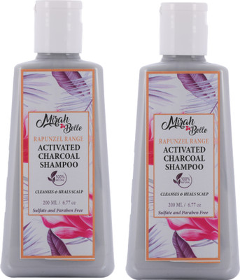 Mirah Belle Activated Charcoal Shampoo - 400 ml - Cleansing & Healing Scalp Infections - Sulfate & Paraben Free(400 ml)