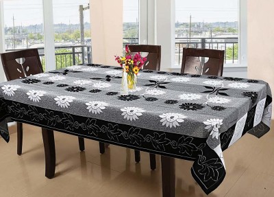 Dakshya Industries Floral 6 Seater Table Cover(Black, Cotton)