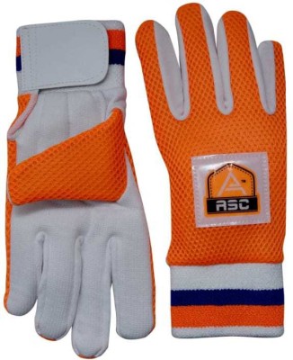 ASC Wicket Keeping Cotton Inner Gloves-Padded,Sponge Jali,Towel Wrist,Standard Size Wicket Keeping Gloves(Orange)