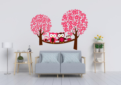 Byte Studio 118 cm owl Sitting On Tree Branch Multicker Sticker Reusable Sticker(Pack of 1)