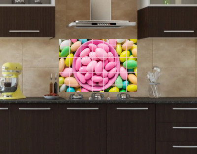 Byte Studio 60 cm Candy kitchan waterproof multicolor- kitchen wall covering area(80x50cm) Reusable Sticker(Pack of 1)
