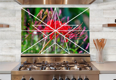Byte Studio 60 cm Lilli Flower kitchan waterproof multicolor- kitchen wall covering area(80x50cm) Reusable Sticker(Pack of 1)