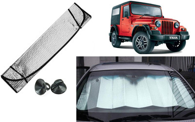 Auto Kite Dashboard, Rear Window Sun Shade For Mahindra Thar(Silver, Black)