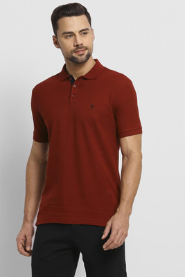 VAN HEUSEN Solid Men Polo Neck Maroon T-Shirt