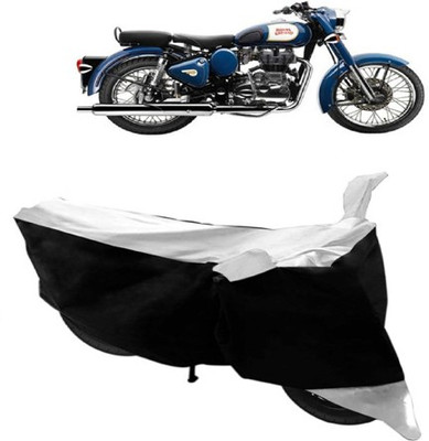 Shree ji traders Two Wheeler Cover for Royal Enfield(Bullet 350, Black, White)