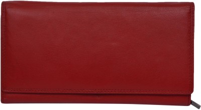 Leatherman Fashion Girls Red Genuine Leather Wallet(19 Card Slots)