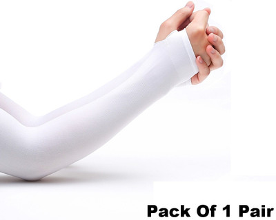 Qtsy Cotton Arm Sleeve For Men & Women(Free, White)