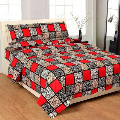 Durga Vishnu Traders 144 TC Polycotton Double 3D Printed Flat Bedsheet(Pack of 1, Multicolor)