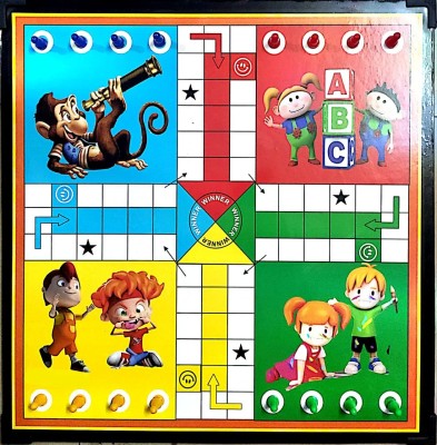 JMD Creation Wooden Board 16-16 Inch Ludo Snakes & Ladders Strategy & War Games Party & Fun Board Game