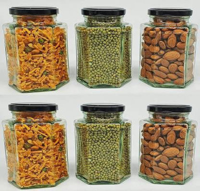 Avastro Glass Grocery Container  - 500 ml(Pack of 6, Clear)
