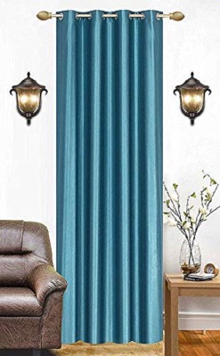 goycors 304 cm (10 ft) Polyester Semi Transparent Long Door Curtain Single Curtain(Solid, Aqua)