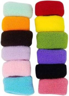 subhadra stores Fine quality thick cotton wool extra soft multi colour rubber bands for pony tails for girls/ladies (pack of 12) Rubber Band(Red, Black, White)