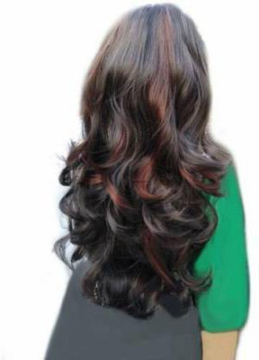 HEROSHIV INDIA Wine Red Highlight Clip in Wavy  Extension Hair Extension