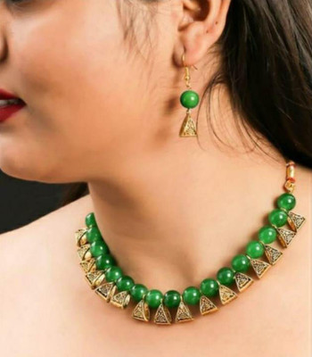 SUBHARPIT Brass Gold-plated Green Jewellery Set(Pack of 1)