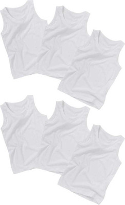 kiyo Vest For Boys Cotton(White, Pack of 5)
