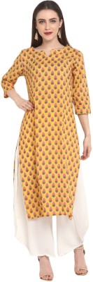 Antaran Women Printed Straight Kurta(Yellow)