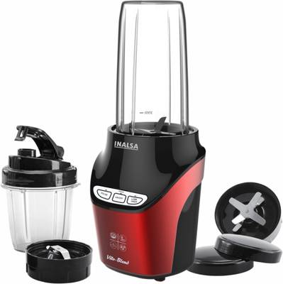 Inalsa Nutri Blender Vito Blend 1000watt with 2 Tritan jars,1 Sipper Lid 1000 Juicer Mixer Grinder (2 Jars, Red, Black)