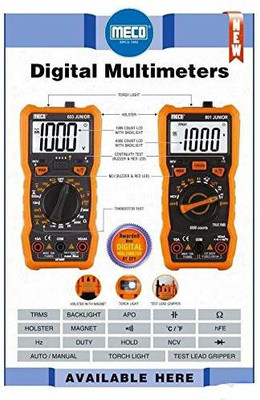 Meco Digital Hand Held Multimeter For Measuring Resistance/Ac/dc Voltage and Current - (603 Junior) Digital Multimeter(8000 Counts)