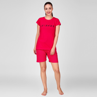 Trend Setter Women Printed Pink Top & Shorts Set