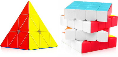 D ETERNAL Speed Cube Combo Set Of 4x4 And Pyraminx Pyramid Triangle Stickerless Puzzle Toy(2 Pieces)
