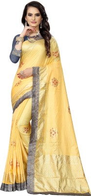 Laddeez Self Design Bollywood Cotton Silk Saree(Yellow)