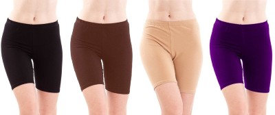 FeelBlue Solid Women Purple, Brown, Black, Beige Cycling Shorts