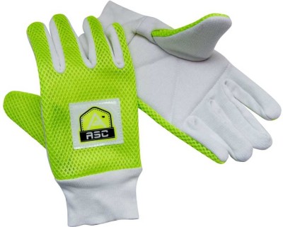 ASC Cotton Inner Gloves,Keeper Gloves - Padded, Sponge Jali,Cotton Cuff(Standard Size) Wicket Keeping Gloves(Green)