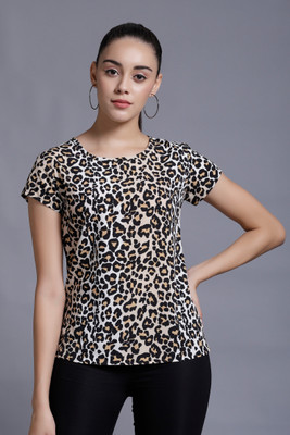 DARZI Casual Regular Sleeve Animal Print Women Multicolor Top