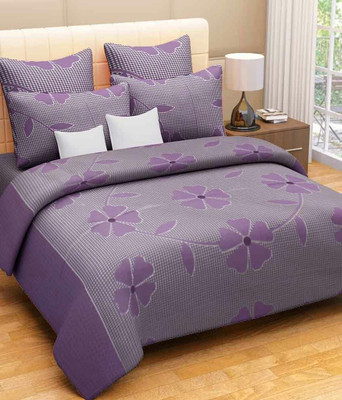 CLOUDNAP 356 TC Polyester Double 3D Printed Flat Bedsheet(Pack of 1, Purple)
