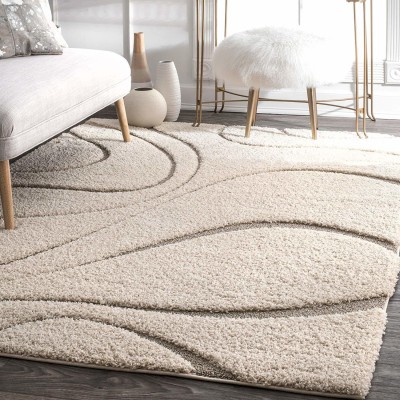 BhCarpet Beige Polyester Carpet(4 ft,  X 6 ft, Rectangle)