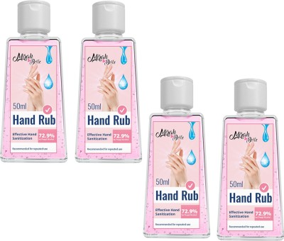 Mirah Belle Hand Rub Sanitizer (50 ml) - Pack of 4 - 72.9% Alcohol - FDA Approved - Best for Men, Women & Children - Sulfate & Paraben Free Hand Rub Bottle  (4 x 50 ml)