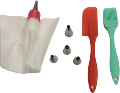 smile4u 5 Icing Couplers with Silicon Flat 2 Pastry Brush Kitchen Tool Set(Silver, Baking Tools)