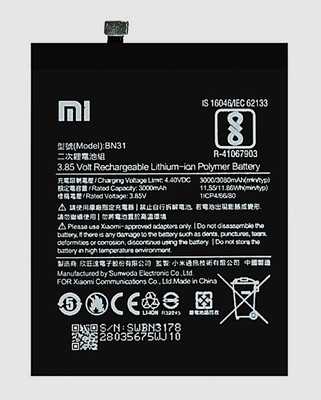 Welzone Mobile Battery For  Xiaomi MI 5X / A1/ Y1 Lite / Redmi Note 5A / 5A Pro