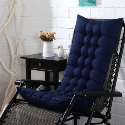 Relaxfeel Microfibre Chair Pad Pack of 1 Solid black chair pad(Dark Shade Blue)