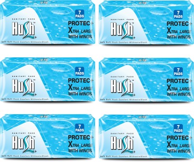 Hush Protec 280 mm Straight Napkins with wings - 7 pcs,Pack of 6 Sanitary Pad(Pack of 42)