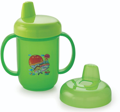 Laserbot First baby Twin Handle Hard Spout Sipper/Sippy for Kids Milk Feeding 350 ML(Green)