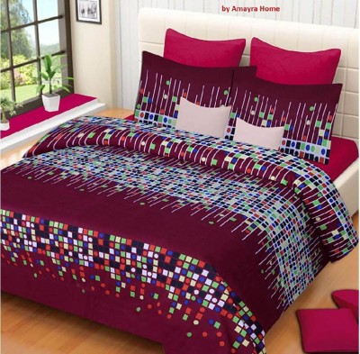 good luck textile 180 TC Microfiber Double Printed Flat Bedsheet(Pack of 3, Maroon)