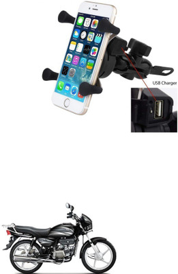Znee Smart X-Grip Bike Mobile Charger & Phone Holder (5V-2A Black) -Hero Splendor Plus Bike Mobile Holder(Black)