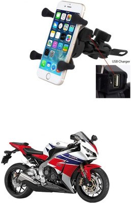 Znee Smart X-Grip Bike Mobile Charger & Phone Holder (5V-2A Black) -Honda CBR 1000RR Bike Mobile Holder(Black)