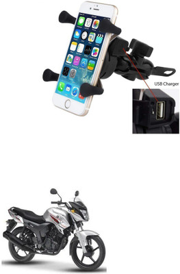 Znee Smart X-Grip Bike Mobile Charger & Phone Holder (5V-2A Black) -Yamaha SZ R Bike Mobile Holder(Black)