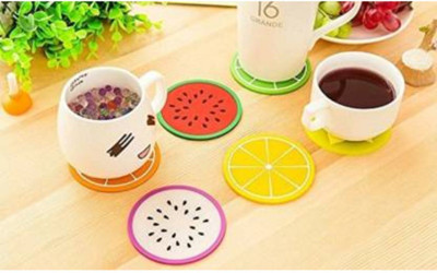 Vibgyor Products Round Reversible Rubber Coaster Set(Pack of 7)
