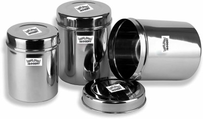 JAGGERY Steel Grocery Container  - 250 ml, 350 ml, 450 ml(Pack of 3, Silver)
